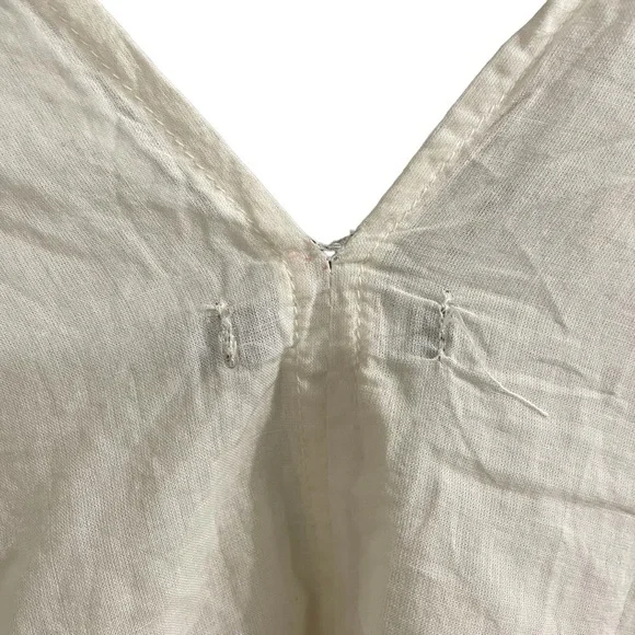 MEMOVE Cotton Embroidered V-Neck Popover Blouse White Blue 38 - Picture 4 of 5